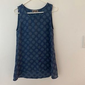 Flax Linen Tunic Petite Blue Polka Dots